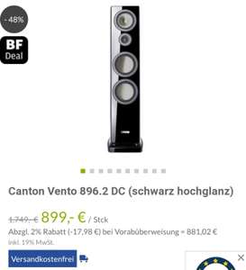 [canton / hifi schluderbacher / ath bestpreis] Canton Vento 896.2 DC in schwarz hochglanz für 899 inkl. Versand anstatt 995€ - eff. 9,65%