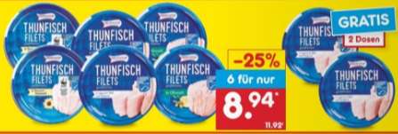 [Netto MD] 8 x Dreimaster Thunfischfilets