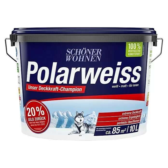 Schöner Wohnen Polarweiss 10l - für eff. 41,56€ dank 20% Cashback
