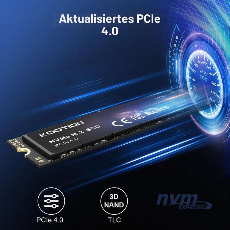 KOOTION SSD 1TB NVMe PCIe 4.0 M.2 2280 – 5200/4500 MB/s, günstig