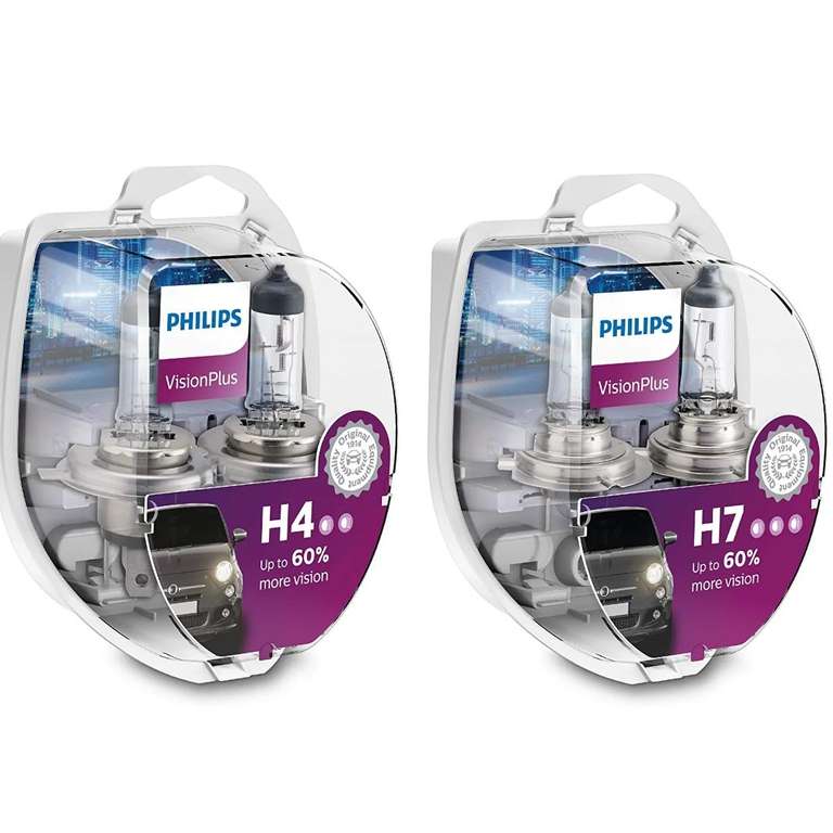 2x Philips VisionPlus +60% H4 (12,67€) oder H7 (16,64€) - Prime