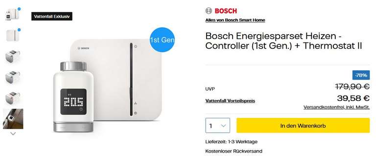 [Vattenfall Kunden] BOSCH Smart Home Controller I + Heizthermostat II
