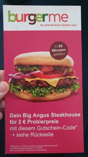 Burger me Big Angus Steakhouse 2€ bei MBW 6,99€ [LOKAL Bayreuth]