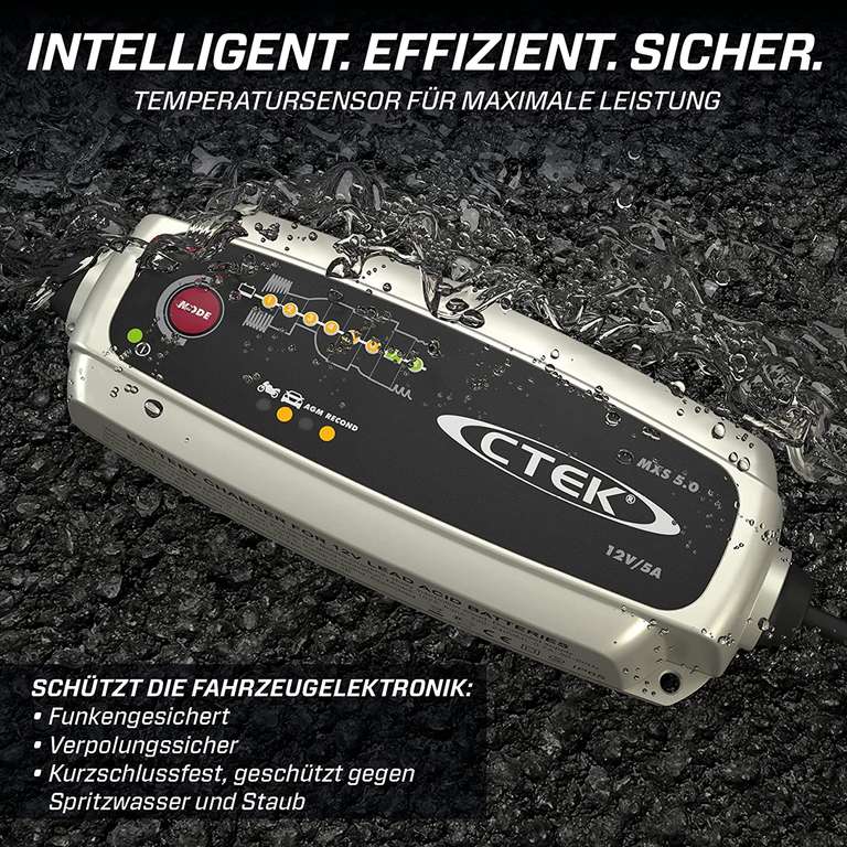 CTEK MXS 5.0, Batterieladegerät 12V, Temperaturkompensation, Auto & Motorrad, Batteriepfleger Rekonditionierungsmodus, AGM-Option (PRIME)