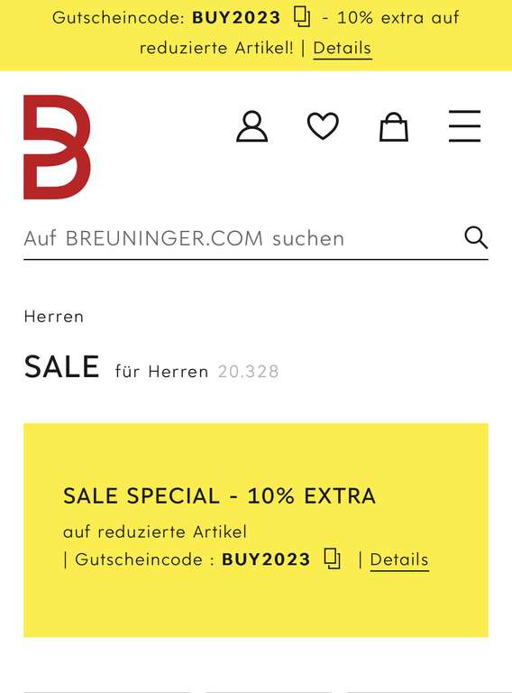 Breuninger 10% Extra auf Sale