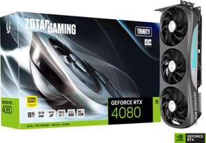 Zotac Gaming GeForce RTX 4080 Trinity OC Grafikkarte (16GB GDDR6X, 2520MHz Boost, 320W TGP, 3 Lüfter, Quad Slot, HDMI 2.1a, 3x DP 1.4a)