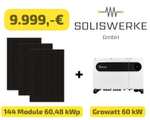 Photovoltaik-Anlage 60,48 kWp / WR 60 kW 3-phasig / 144x FULL BLACK Module mit 420Wp | Lokal und Versand +499€