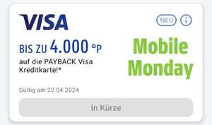 [Payback Visa] 4000 + 500 Extra-Punkte (= 45 Euro) auf die Payback Visa Kreditkarte