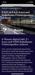 9.000 BahnBonus Punkte (10.000 Punkte für BahnComfort Kunden) mit FAZ E-Paper