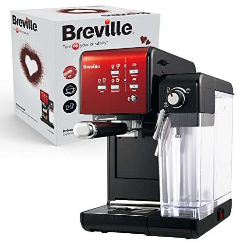 [Prime] Breville Prima Latte II Siebträgermaschine, 19-Bar-Pumpe und Milchaufschäumer | Rot [VCF109X] oder Silber [VCF108X]