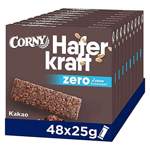 Corny Haferkraft Zero Kakao / Haselnuss 48 Riegel (Amazon Prime Sparabo personalisiert)