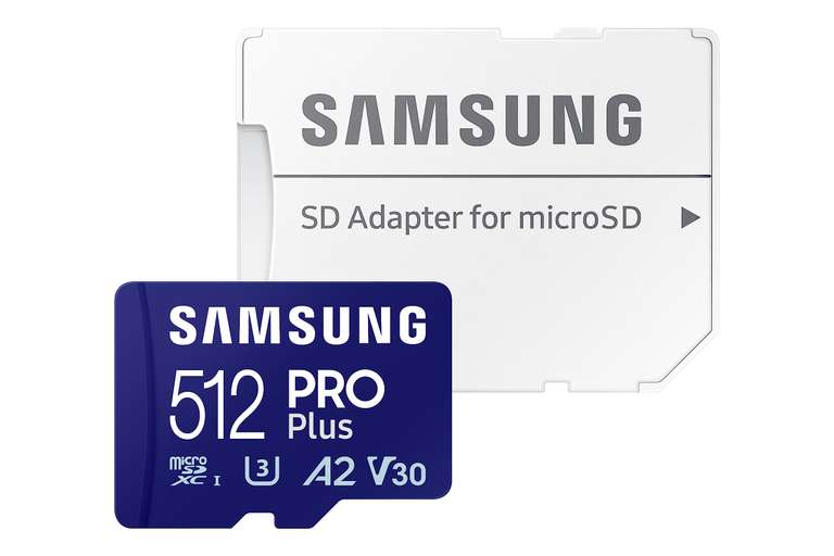Samsung PRO Plus microSD-Karte + SD-Adapter, 512 GB 180L/130S MB (2023)