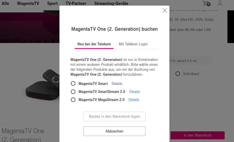 Magenta TV One Box 2. Generation (Mietgerät 12 Monate)