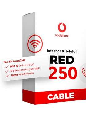 [Kabel] Vodafone Red 250 Cable (250/50Mbit) für 18,32€ mtl. durch 400€ Gutschriften | Vodafone Router inklusive
