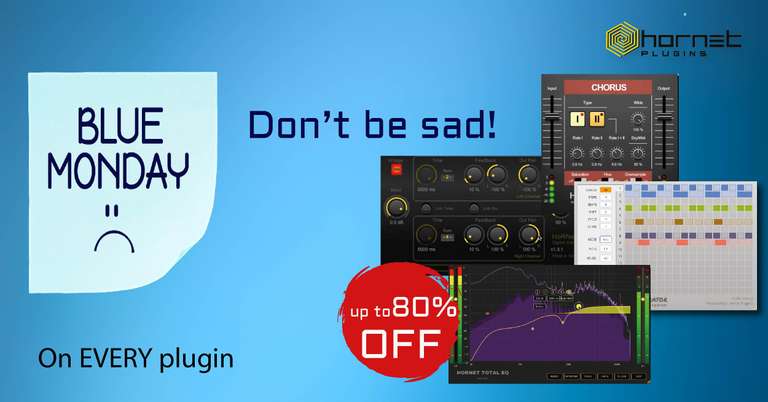 Sammeldeal: HoRNet Audio-Plugins bis zu 80% reduziert im "Blue Monday - Don't be sad!" Sale bis 18.01. - VST AU AAX