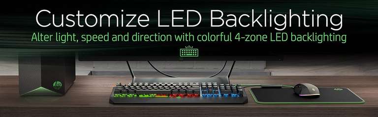HP Pavilion Gaming-Tastatur 800 (QWERTZ-DE) | USB 2.0, 4-Zonen-LED-Beleuchtung, abnehmbare Handballenauflage, rote mechanische Schalter
