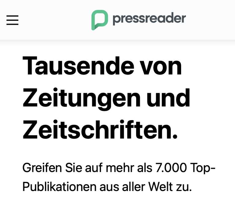 Pressreader - Zugang zu 7000+ internationalen/deutschen Zeitungen und Zeitschriften durch Mitgliedschaft Stadtbücherei/-bibliothek