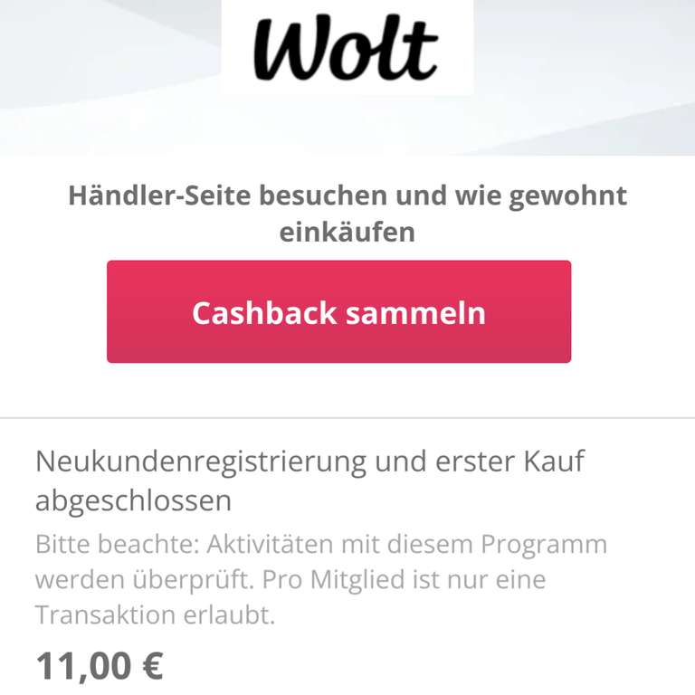 [Topcashback + Wolt] | Insgesamt 19€ sparen (11€ Cashback & 8€ Gutschein) - Als Neukunde bei Wolt Essens/ Lebensmittel Lieferdienst!