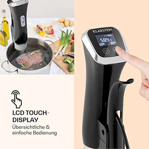 .com: KLARSTEIN Quickstick Flex, Sous Vide immersion Cooker, 1300  Watts, Timer Function, 3D Circulation, 32-194 ° F, LCD Touch-Display, Up to  21 qt, Piano Black : Home & Kitchen