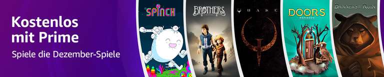 Prime Gaming Dezember: Quake, Brothers a Tale of two Sons, Spinch, Doors Paradox, The Amazing American Circus, Banners of Ruin, ...
