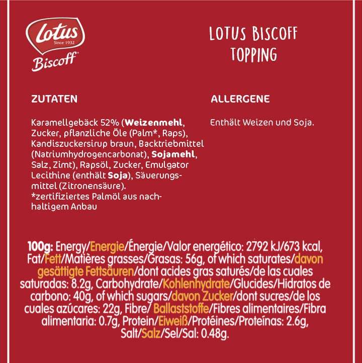 [PRIME/Sparabo] Lotus Biscoff | Topping | Dessert Sauce | Hergestellt aus dem Original Karamellisierten Keks | 1 kg (für 7,64€ bei 5 Abos)