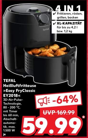 Tefal EY2018 Easy Fry Classic Heißluftfritteuse, Offline Kaufland | mydealz