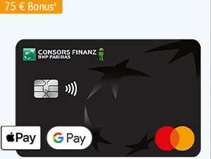 [gmx + consors finanz] 75€ Bonus + 45€ Cashback für kostenlose Mastercard | 100% Lastschrift | weltweit gebührenfrei zahlen | 3 M. zinsfrei