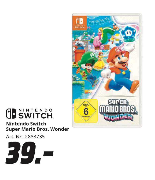 [Lokal Media Markt Wiesbaden Hasengartenstr 25] Super Mario Bros Wonder Switch Mario vs Donkey Kong mit Schlüsselanhänger für je 39€