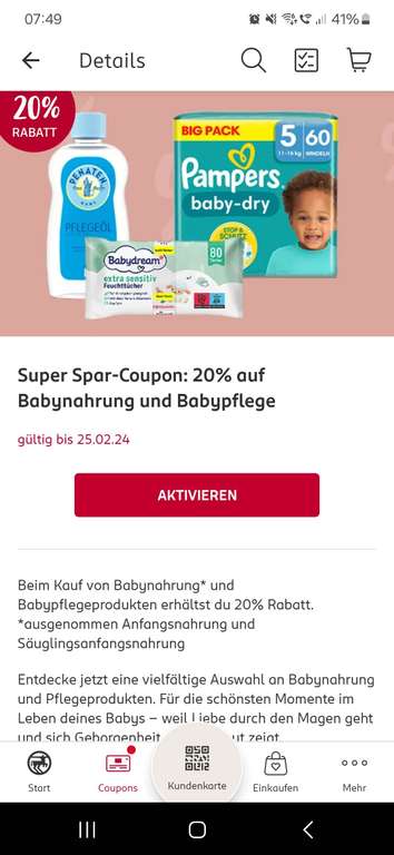 [Rossmann App] 10% + 20% Super-Spar-Coupon auf Babyprodukte/Pampers (personalisiert)