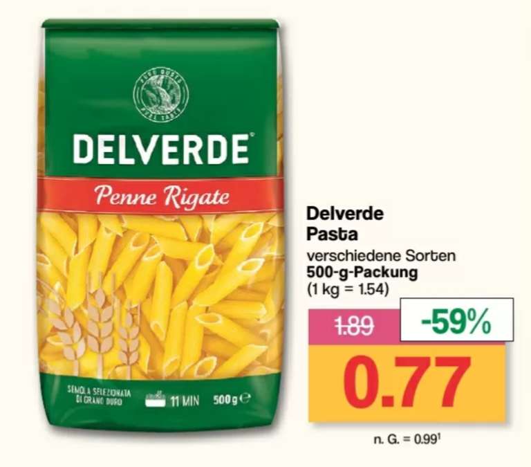 [Combi + Famila Nordwest] Delverde Pasta 500g für 0,77€