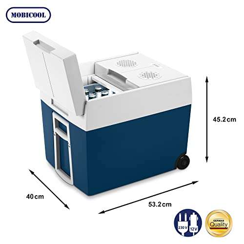[Prime] Mobicool MT48W AC/DC - elektrische Kühlbox mit Rollen passend für eine komplette Getränkekiste / Bierkiste, 48 Liter, 12 V und 230 V