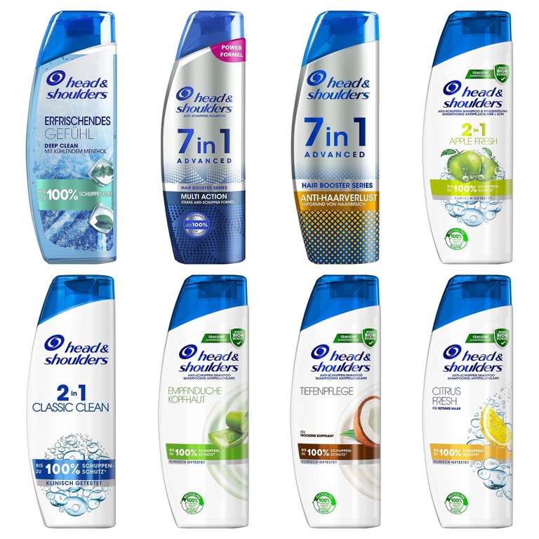 Head & Shoulders Tiefenpflege, Classic, 7in1, Citrus Fresh oder Empfindliche Kopfhaut, Anti-Schuppen Shampoo 1x 250/300ml (Prime Spar-Abo)