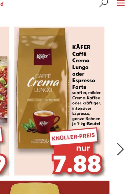 (Kaufland) Käfer Caffé Lungo oder Espresso Forte 1kg ganze Kaffeebohnen