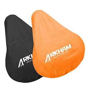(Prime) - Arkham 2 Stück Sattelbezug Wasserdicht Fahrrad, für Rennradsättel Mountainbike, Sattelbezüge Regenschutz (Schwarz & Orange)