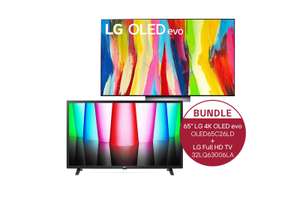 65'' LG 4K OLED evo TV C2 + 32'' LG Full HD TV LQ63 Bundle | 65", 4K UHD, OLED, 120Hz, 4x HDMI 2.1, HDR10, Dolby Atmos, WebOS