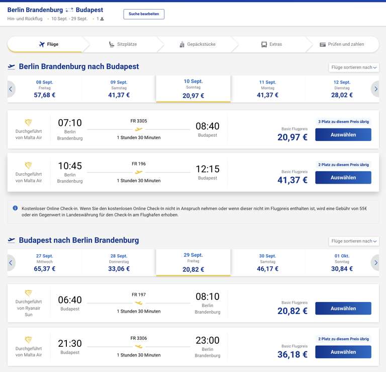 Mit Ryanair nach Budapest 40 Euro Hin- und Zurück (2 Wochen) aus Berlin