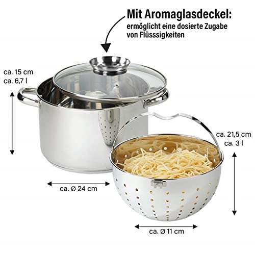 Edelstahl Kochtopf / Pastatopf mit Siebeinsatz - 60% billiger