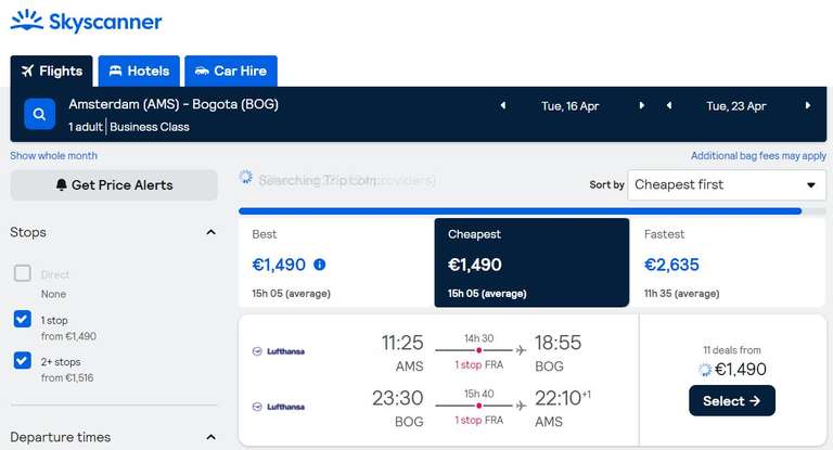 Flüge: Business Class ab Amsterdam (AMS) nach Bogota (BOG), Kolumbien mit Lufthansa via Frankfurt (FRA)