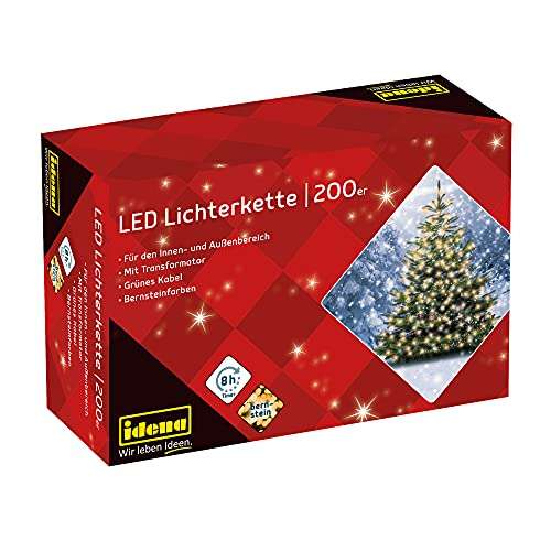 Idena 31224 - LED Lichterkette mit 200 LED in bernsteinfarben Amazon ((Prime) kostenlose Lieferung)