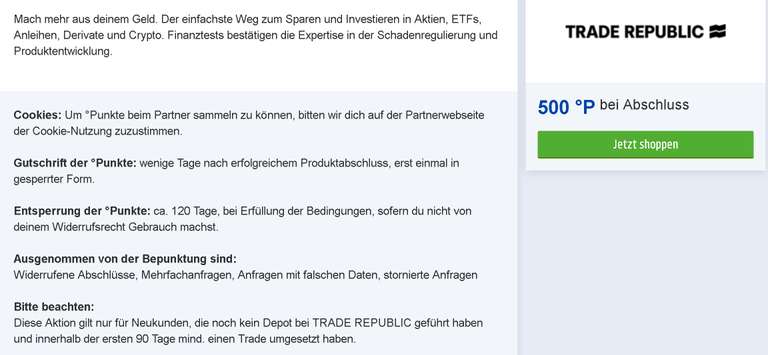 [Trade Republic + Payback] 2.500 Punkte (25 €) auf Eröffnung Depot + ein Trade; 4 % Zinsen p.a., auf max. 50.000€; Neukunden, personalisiert