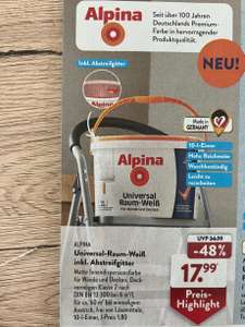 10 Liter Alpina Universal-Raum-Weiß inkl. Abstreifgitter