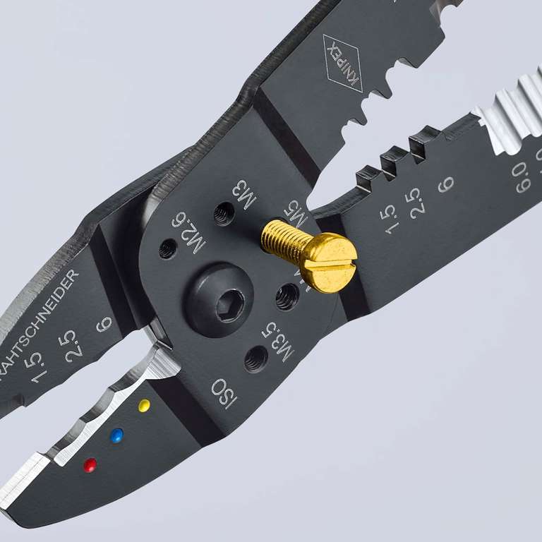 KNIPEX Crimpzange 240 mm , 0,5-6,0 mm², für Kabelschuhe und Flachsteckverbinder, mit Abisolier- und Scheidfunktion (Prime) 97 22 240