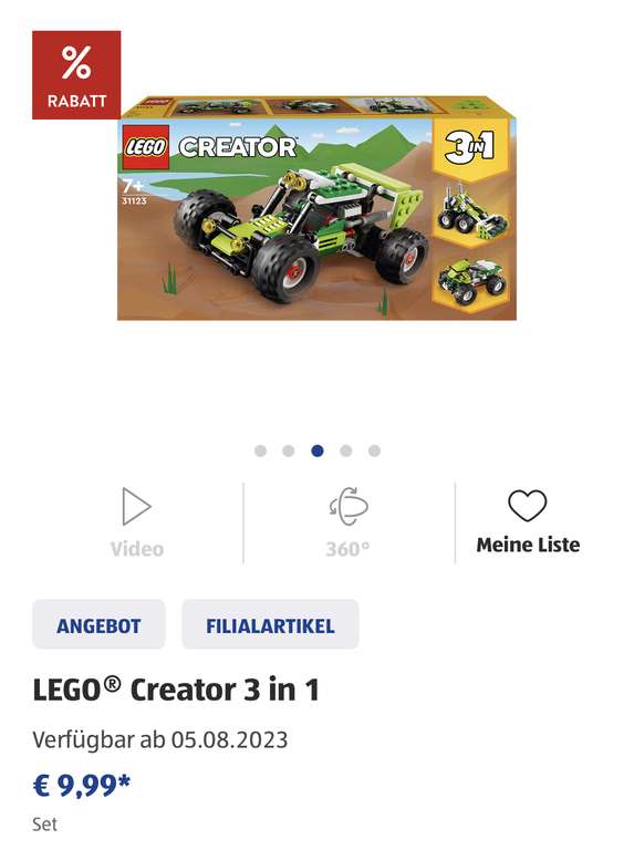 Aldi Süd - Lego Creator 3in1 verschiedene Modelle