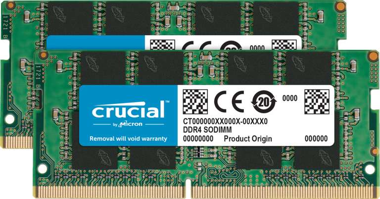 Crucial 32GB Kit (2 x 16GB) DDR4-3200 SODIMM für Notebook 63,06 Euro 10% Crucial NL für 56,75 Euro Amazon App für 52,58 Euro