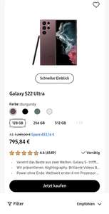 (CB) Samsung Galaxy S22 Ultra 128GB/256/512 ab 795,84