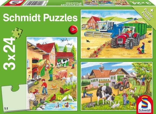 Spielzeug Sammeldeal (11), z.B. Schmidt Spiele - Puzzle 3 x 24 Auf dem Bauernhof