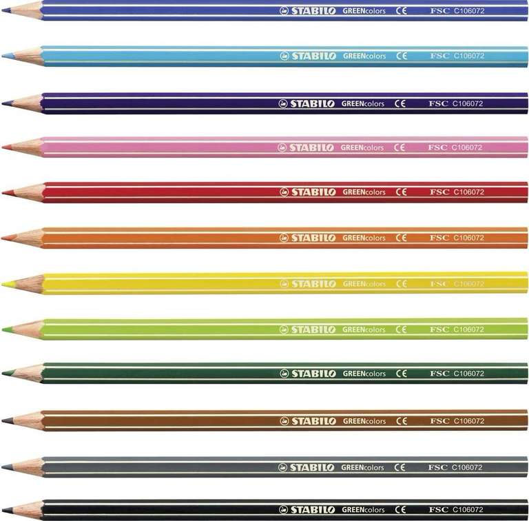 Umweltfreundlicher Buntstift - STABILO GREENcolors - 12er Pack - mit 12 verschiedenen Farben [Amazon Prime]