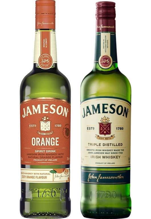 [EDEKA Nordbayern + App] Jameson Orange Spirit Drink 30% vol. / Jameson Triple Distilled Irish Whiskey 40% vol. (0.7 l) für je 12,99€
