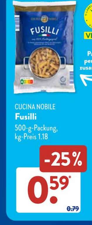 Fusilli Nudeln bei Aldi Süd 0,59€