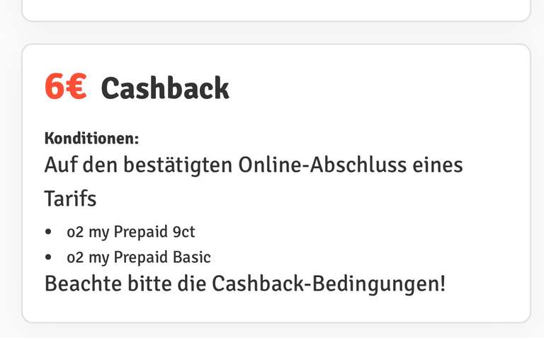 Mycashbacks 6€ Cashback bei o2 Prepaid 0€ Tarif